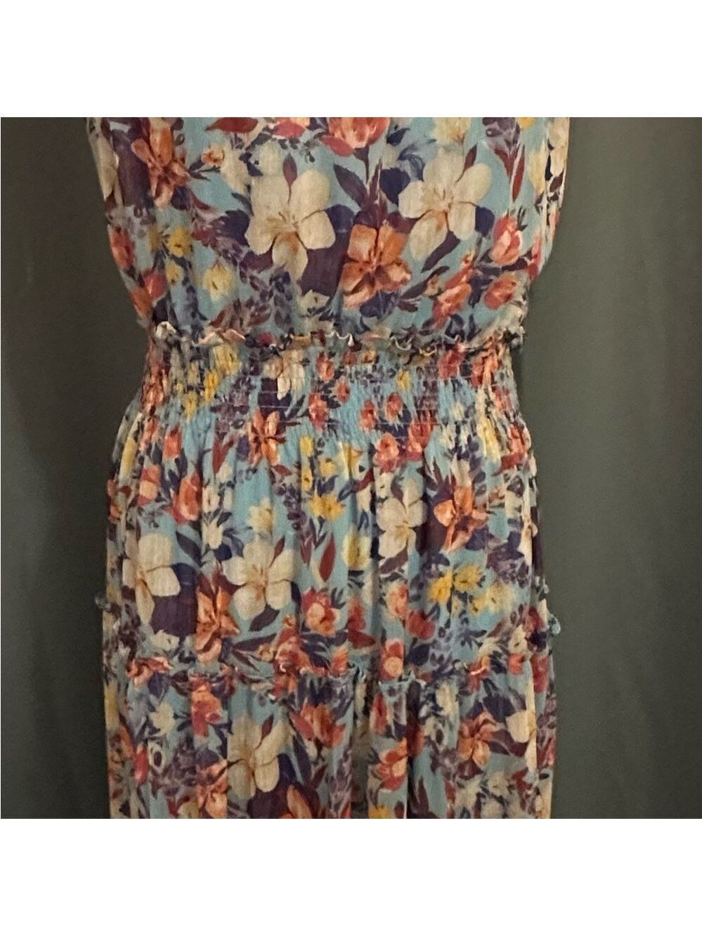 NWT Taylor Chiffon Maxi Dress in Aquamarine Mauve Size 10 - Picture 3 of 7